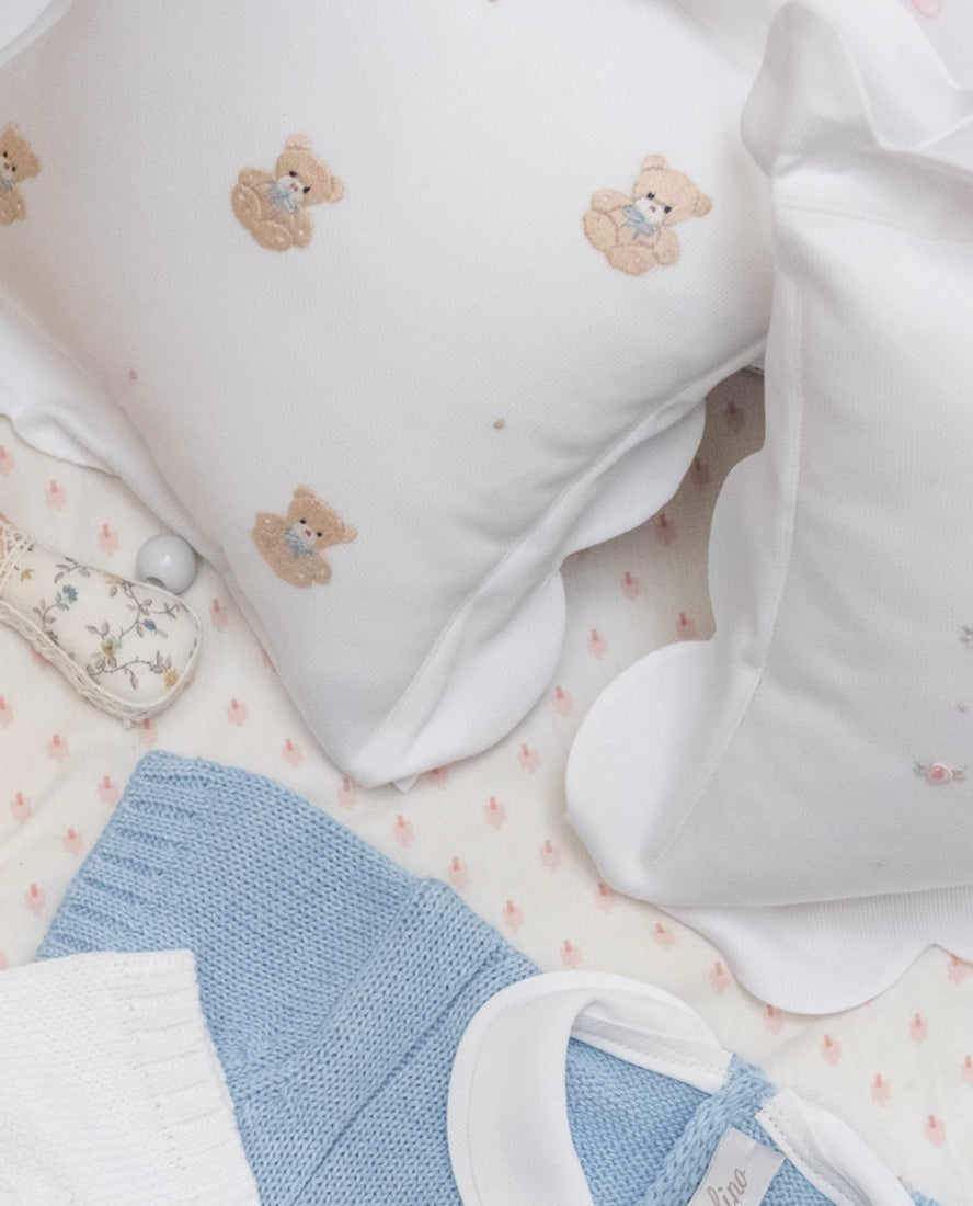 Musical Baby Cushion Hand Embroidered with Bears