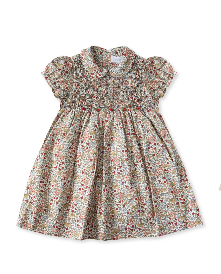 Girls Hand-Smocked Dress, Autumn Roses